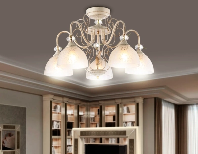 Потолочная люстра TR3057/5 BG/GD/FR бежевый/золото/белый матовый E27/5 max 40W D600*380