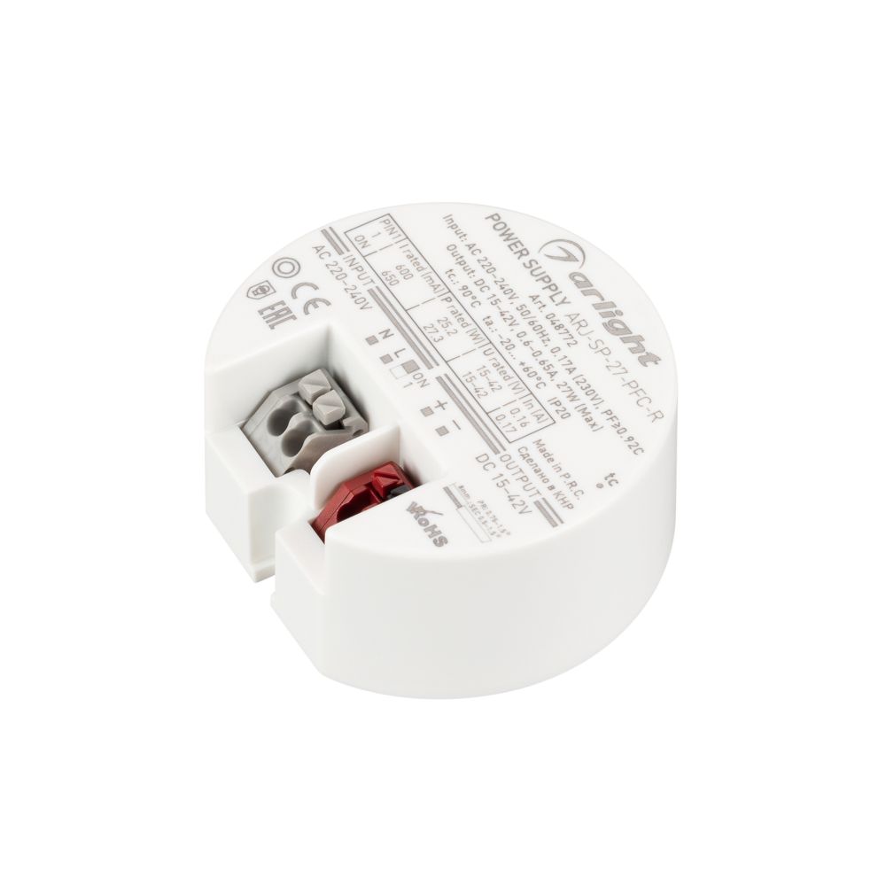 Блок Питания ARJ-SP-27-PFC-R (27W, 15-42V, 0.6-0.65A) (Arlight, IP20 Пластик, 5 лет) Блок Питания ARJ-SP-27-PFC-R (27W, 15-42V, 0.6-0.65A) (Arlight, IP20 Пластик, 5 лет)