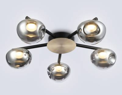 Светильник светодиодный потолочный LH12009/5 BK/GD/SM черный/золото/дымчатый 30W 3000K D790*180