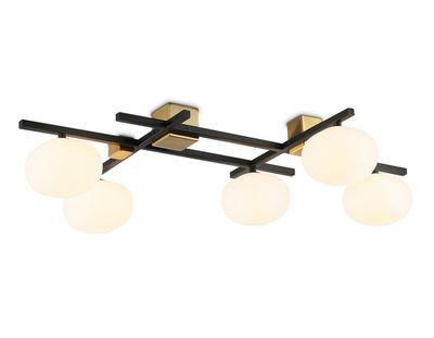 Потолочный светильник LH51015/5 BK/BS/FR черный/латунь/белый матовый G9*5 max 28W 800*560*170