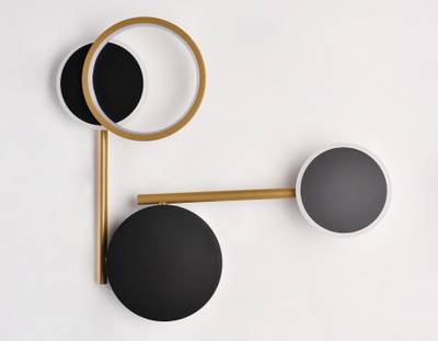 Настенный поворотный светодиодный светильник FL5198 SBK/GD черный песок/золото LED 3000K 13W 445*400*60