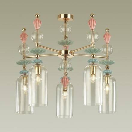 4855/5C CLASSIC ODL_EX21 135 золото/разноцветн./керамика/стекло Люстра потолочная E14 5*40W BIZET