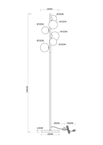 Торшер Arte Lamp GEMINI A2243PN-6BK, 6хG9