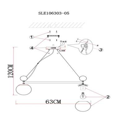SLE106303-05 Люстра подвесная Бронзовый/Прозрачный, Янтарный E27 5*60W