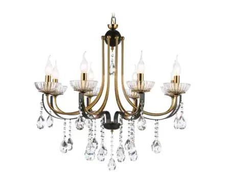 Подвесная люстра с хрусталем TR4953/8 BK/GD/CL черный/золото/прозрачный E14*8 max 40W D740*735