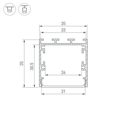 Профиль LINE-S-3535-2000 ANOD (Arlight, Алюминий)