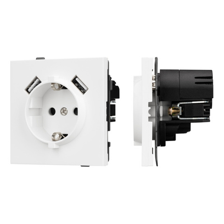 Механизм розетки с USB зарядкой SCT-TENDO-MUAA-PL-WH (230V, 16A) (Arlight, -)