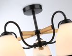 Светильник подвесной TR3033245/5 BK/CH/LW/FR черный/хром/светлое дерево/белый матовый E27*5 max 60W D610*290