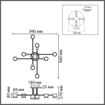 8307/8C COMFI LN26 237 золотой/черный, металл Светильник потолочный GX53 LED 8*7W 220V LENIANA