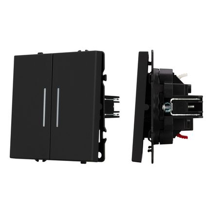 Механизм выключателя двухклавишный проходной LED SWT-NOBE-MKP2-SFPL-L-BK (230V, 10A) (Arlight, -)