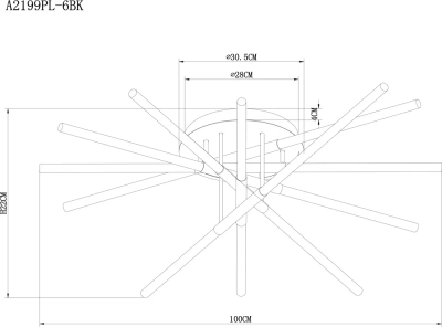 Потолочная люстра Arte Lamp FERNANDO A2199PL-6BK, 1хLED