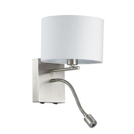 3745/1A MODERNI LN19 158 никель/белый, металл/текстиль Бра E14 40W+LED 3W 4000K 220V NIKKI