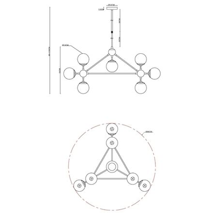 Люстра на штанге Arte Lamp BOLLA A1664SP-10BK, 10хE14