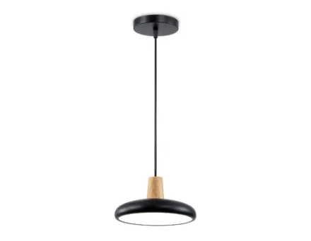 Светильник светодиодный подвесной FL4839 BK/WD черный/дерево 24W 3000-6000K D200*800 (без ПДУ)
