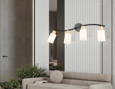 Светильник накладной TR8723/4 BK/WD черный/дерево E14/4 max 60W 760*100*210