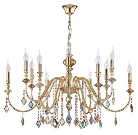 Люстра Crystal Lux MERCEDES SP6+6 GOLD/COLOR 0951/312