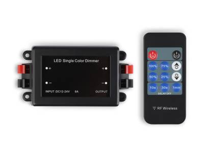Контроллер диммер для одноцветных светодиодных лент с радио пультом 2.4G 8A 12V 96W / 24V 192W GS11001 (CR2025)