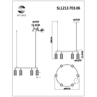 SL1213.703.06 Светильник подвесной ST-Luce Серый/Серый GU10 6*5W 4000K
