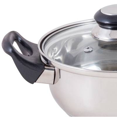 Кастрюля из нерж стали с крышкой (стекло) BAK-01, 1,4 л, ручки - бакелит, , без ТМ