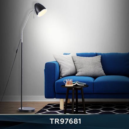 Светильник напольный с выключателем на проводе TR97681 BK черный E27 max 40W D150*1540
