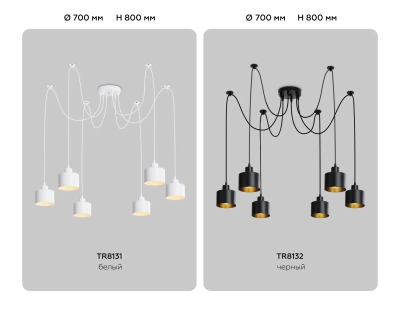 Подвесной светильник в стиле лофт TR8131/6 WH белый E27*6 max 40W D700*800