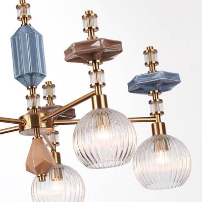 5414/5 MODERN ODL_EX26 античная бронза/терракот/синий/бежевый/коричневый/металл/керамика Люстра E14 5*40W TERRA