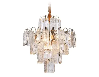 Подвесная люстра с хрусталем TR5231/9 SGD/CL/FR золото/прозрачный/белый матовый E27*9 max 40W D500*530
