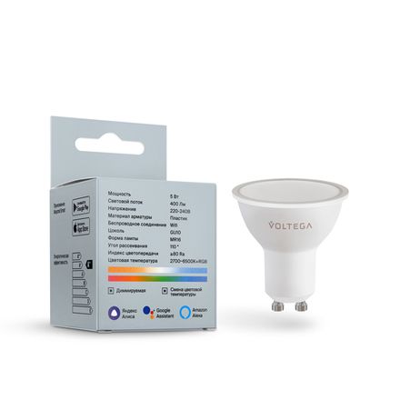 Светодиодная лампа Wi-Fi MR16 GU10 5,5W 2700K-6500K MIX-RGB DIM, 2426. TM Maytoni
