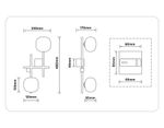 Светильник настенный LH51019/2 BK/BS/FR черный/латунь/белый матовый G9*2 max 28W 230*170*480