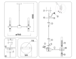 Светильник подвесной LH55360/14 BS/CL латунь/прозрачный G9/14 max 30W D750*690