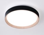 Потолочный светодиодный светильник с пультом FZ1324 BK/LWD черный/светлое дерево IP20 41W 3000-6400K D390*70 (ПДУ ИК)