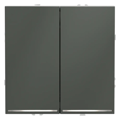VLS020406 Проходной переключатель встраиваемый VOLTUM S70 двухклавишный с подсветкой 10А, (титан). (ТМ Maytoni)