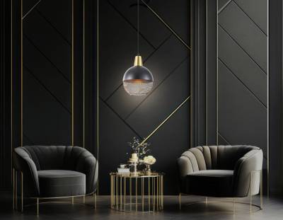 Светильник подвесной TR8504 BK/CP черный/медь E27 max 60W D200*1000