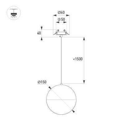 Светильник SP-EMISFERO-HANG-BUILT-R150-11W Warm3000 (GD, 170 deg, 230V) (Arlight, IP20 Металл, 3 года)