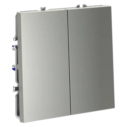 VLS020305 Проходной переключатель встраиваемый VOLTUM S70 двухклавишный 10А, (сталь). (ТМ Maytoni)