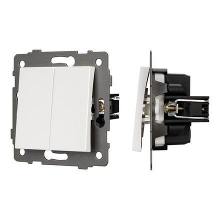 Механизм выключателя двухклавишный проходной SWT-MKP2-PL-WH-V (250V, 10A) (Arlight, -)