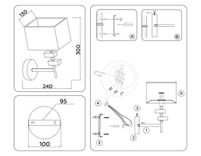 Светильник настенный LH71335 CGD золото E14 max 40W 240*130*300