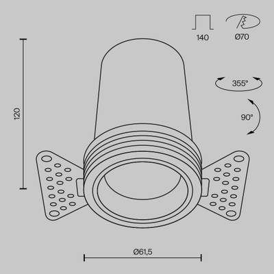 Встраиваемый светильник FOCUS LED 3000K 12Вт 60° DL125-L12-3K-TRS-B. TM Maytoni