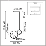 8035/3 MODERNI LN25 115 черный/белый, металл/стекло Подвесной светильник G9 3*35W 220V ORNATO