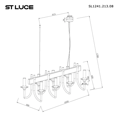 SL1241.213.08 Люстра подвесная ST-Luce Латунь/Белый E14 8*40W