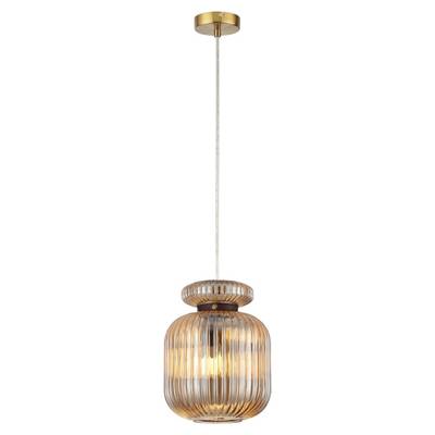 5042/1A PENDANT ODL24 445 античн.бронза/янтарный/металл/стекло/эко.кожа Подвес E27 1*60W JUGI