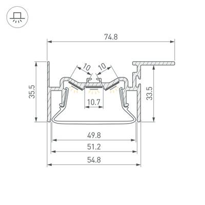 Профиль FOLED-50-CEIL-SIDE-2000 (Arlight, Алюминий)