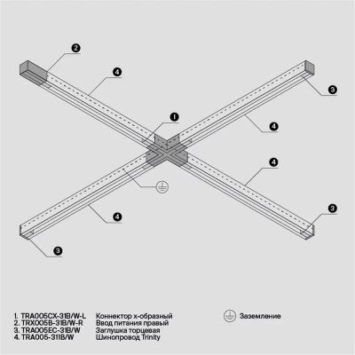 Заглушка торцевая Trinity черный, 1шт, TRA005EC-31B. TM Maytoni