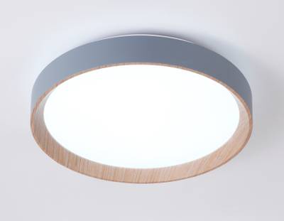 Потолочный светодиодный светильник с пультом FZ1320 GR/LWD серый/светлое дерево IP20 41W 3000-6400K D390*70 (ПДУ ИК)