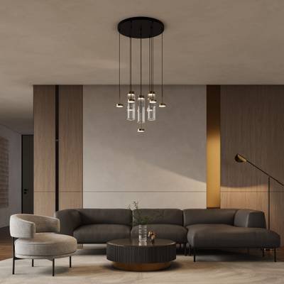 Подвесной светодиодный светильник со стеклянными плафонами 301102 LED латунь, LED