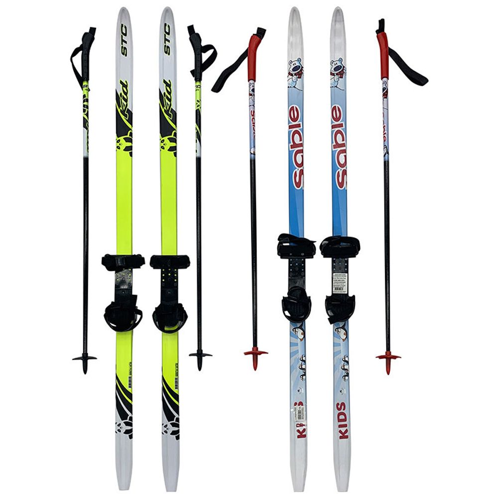 Лыжный комплект детский с комбинированным креплением (лыжи 100см + палки 70см)