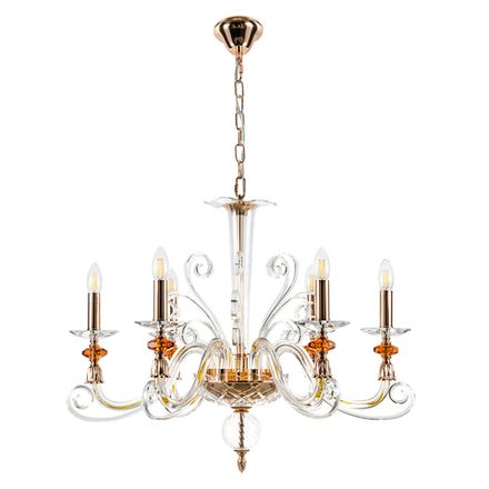 Люстра Crystal Lux CATARINA SP6 V2 GOLD/TRANSPARENT-COGNAC 1361/306
