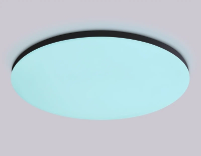 Потолочный светодиодный светильник с Wi-Fi Яндекс Алисой/Tuya/Smart Home/Alexa FZ2006 BK черный IP54 30W 3000K-6500K+RGB D450*60 (ПДУ ИК)