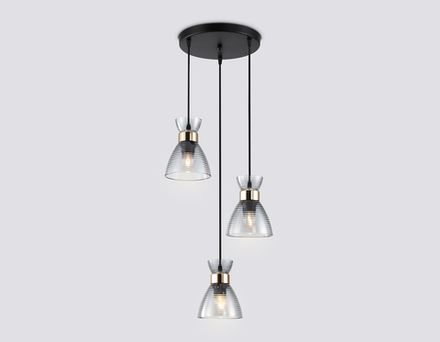 Светильник подвесной TR3408/3 BK/FGD/SM черный/золото/дымчатый E27/3 max 60W D345*1000