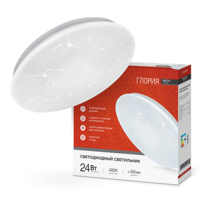 Светильник светодиодный DECO ГЛОРИЯ 24Вт 4000К 2160лм 230В 330х55мм IN HOME 4690612021904
